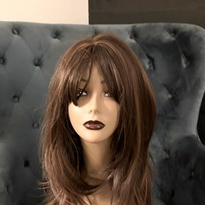 dark brown with adorable long layers synthetic new